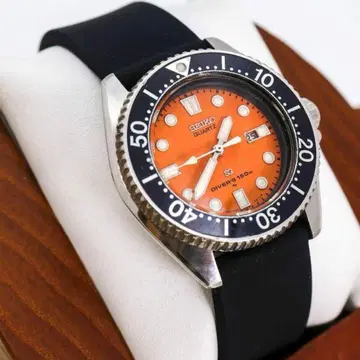 SEIKO 다이버 시계 150m 오렌지 러버 벨트