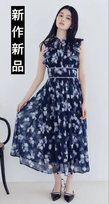 신상 새상품 릴리 브라운 시어 프린트 프릴 원피스