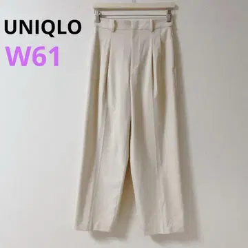 [유니클로] UNIQLO 턱 와이드 팬츠 스트레이트 크림 M