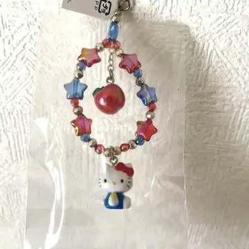 레어 헬로키티 스트랩 별 모양 비즈 포함 빨파 사과