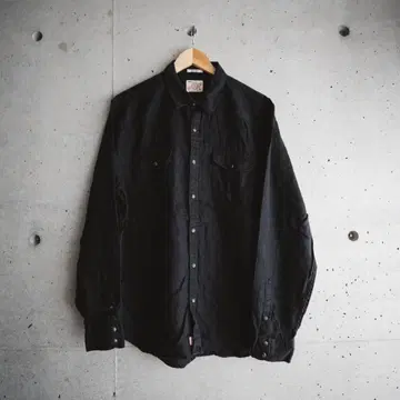90's BLACK Linen 웨스턴 셔츠