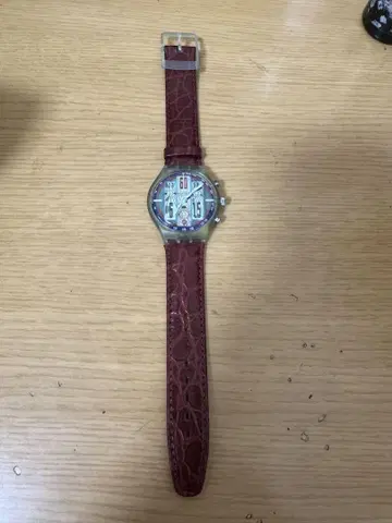 스와치 swatch 빨간색 가죽 밴드 손목시계