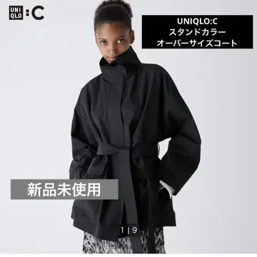 [새상품] UNIQLO : C 스탠드 칼라 오버사이즈 코트 XXL 블랙