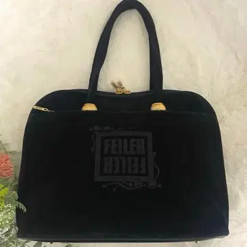 [새상품급] FEILER 페일러 핸드백 셰닐 직물 x 스웨이드풍 블랙