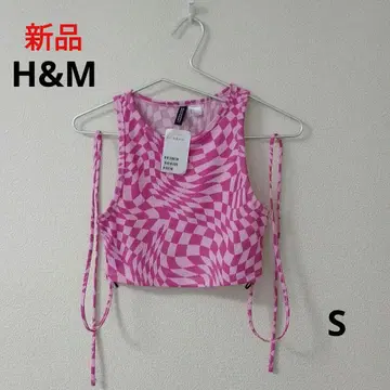 [새상품] H&M 크롭 상의 탱크탑 핑크 S 사이즈