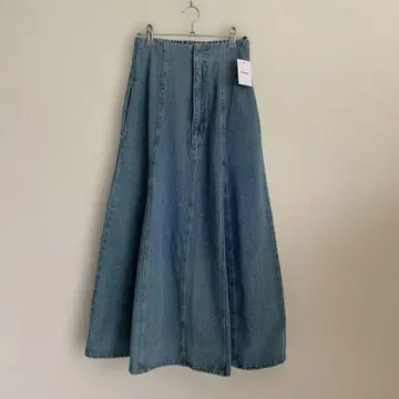 데님 플레어 롱 스커트 밴딩