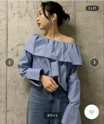 미라 오웬 오프숄 벌룬 숏 블라우스