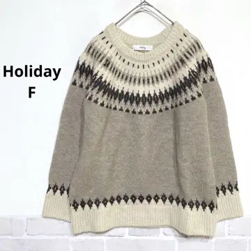 Holiday 노르딕 무늬 긴팔 스웨터 베이지 계열 워셔블 i248