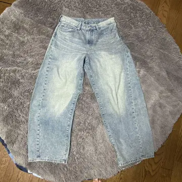 GU 배럴 레그 청바지 파랑 블랙