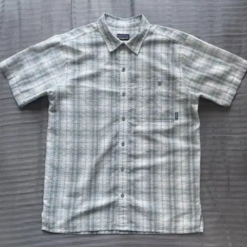 Patagonia M 반팔 셔츠 후드티 의류 옴브레 체크 블루