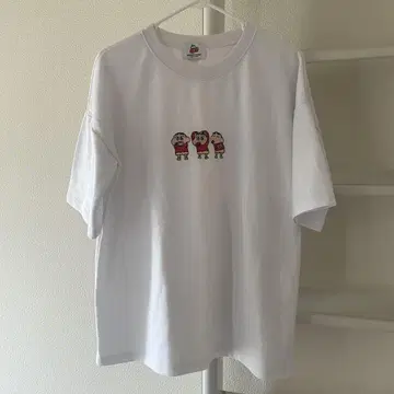 미사용 새상품 레어 짱구는 못말려 자수 티셔츠 화이트