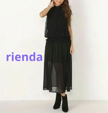 rienda(리엔다) 커버드 레이스 브라우징 롱 원피스 블랙