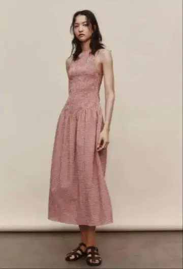 [ ZARA ] 깅엄 체크 미디 원피스