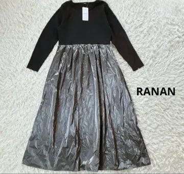 새상품 RANAN 니트 도킹 원피스 롱 플레어 원피스 긴팔 LL