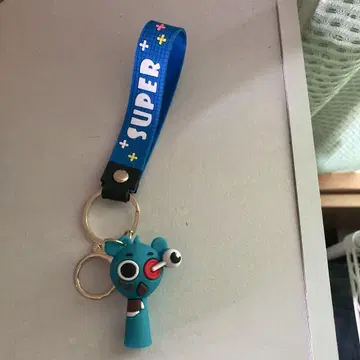 캐릭터 키링 파랑 SUPER