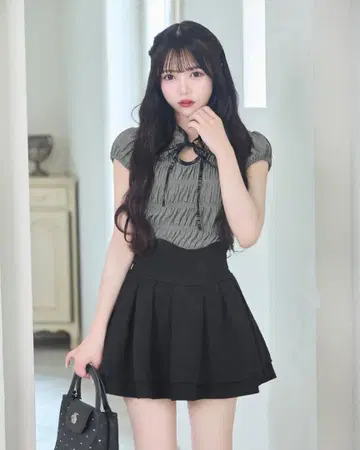 미셸 마카롱 M 사이즈 슬림 레그 스커트, 슬림 레그핏 블랙