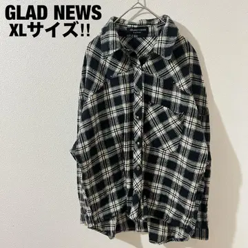 GLADNEWS 새상품급 체크 셔츠 블랙 해골 XL 락 유일무이