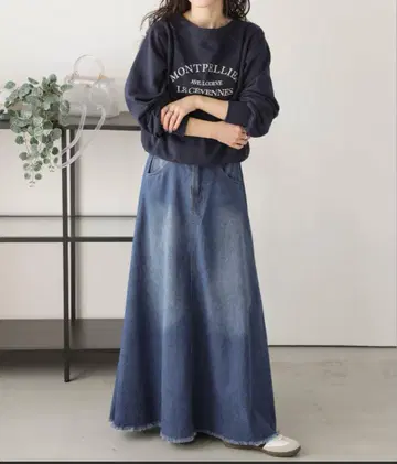 데님 롱 스커트 여성용