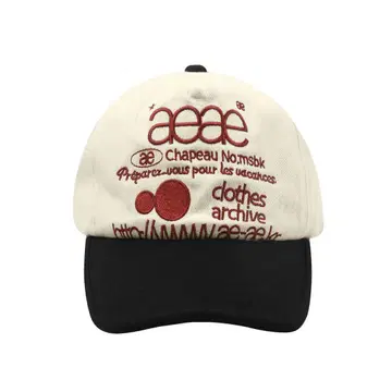 AEAE 자수 야구 모자 화이트/블랙