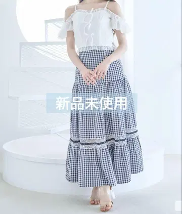 로제뮤즈 lace point gingham tiered skirts