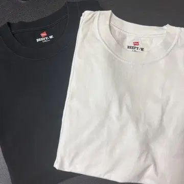 [새상품급] Hanes BEEFY-T 화이트 블랙 세트 L 사이즈 2