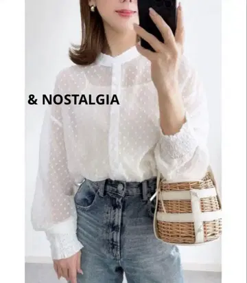 [미사용] & NOSTALGIA 도비 도트 시어 셔츠