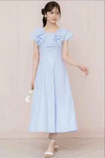 윌 셀렉션 튤 레이어드 프릴 스트라이프 원피스