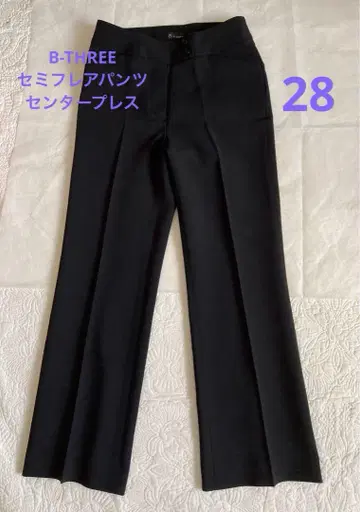 비쓰리 770032 세미 플레어 팬츠 센터 프레스 28 블랙 슬림 레그