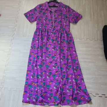 YS 님 미키 꽃무늬 반팔 셔츠 원피스