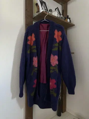 vintage 꽃무늬 니트 가디건