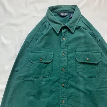 90s USA LANDS' END 샤모아 크로스 셔츠 L 그린