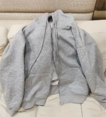 그레이 풀집업 후드티