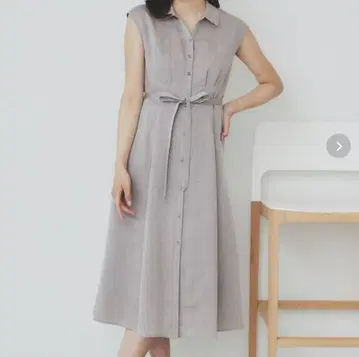 index 린넨 라이크 셔츠 원피스