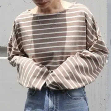 새상품급 언그리드 루즈 보더 롱 슬리브 Tee 롱T