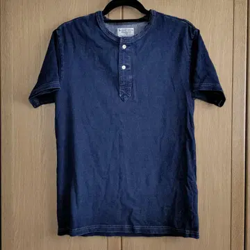 Schott 인디고 염색 버튼 티셔츠