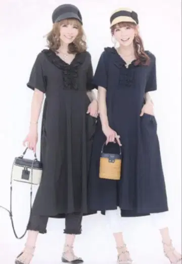 앤드러브 &LOVE QVC 리치 페미닌 프릴 성인 원피스 네이비