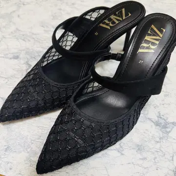 ZARA 블랙 메쉬 뮬 37