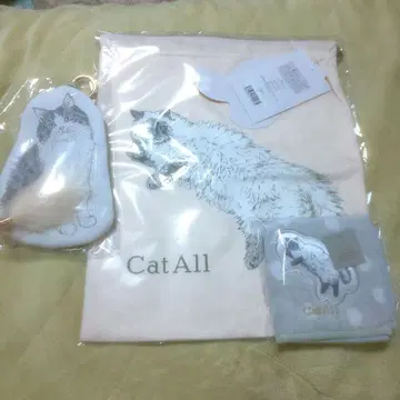 타월 손수건 복조리 백 파우치 Cat All 고양이 카와무라 오리에