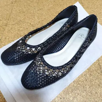 Riz raffinee 메쉬 디자인 블랙 플랫 펌프스 24cm