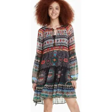 Desigual 쉬폰 원피스 보헤미안 로리안 기하학