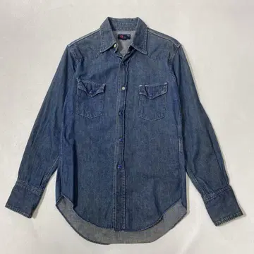 45rpm 45R 인디고 유즈드 가공 데님 셔츠 로고 자수