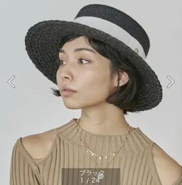샤포 드 오 Straw Braid Canotier 햇 밀짚모자