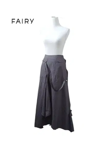 FAIRY 페어리 나일론풍 드레이프 롱 스커트 서스펜더 장식