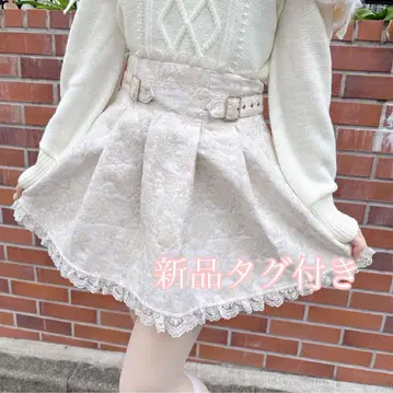 ROJITA 플라워 자카드 치마바지 화이트 x 베이지