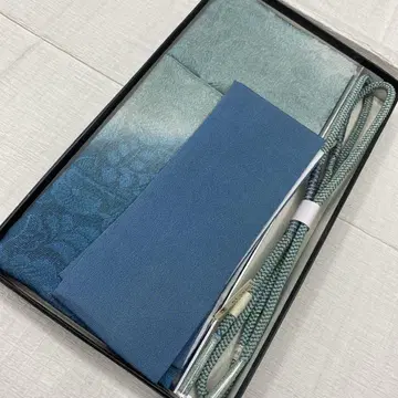 6309 블루 계열 오비 조임끈, 오비 장식, 다테에리 세트, 순수 실크