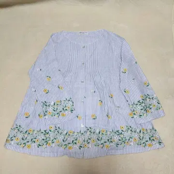 케이타 마루야마 릴랙스 웨어 스트라이프 꽃무늬 긴팔 셔츠 와코루