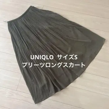 유니클로 올리브 그린 플리츠 스커트