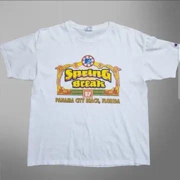90s Champion MTV 이벤트 티셔츠 스마일 로고 화이트 XL