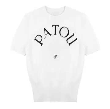 PATOU 화이트 자카드 니트 티셔츠