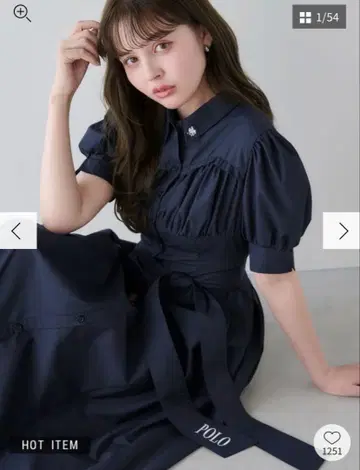 POLO 네이비 셔츠 드레스 맥시 길이